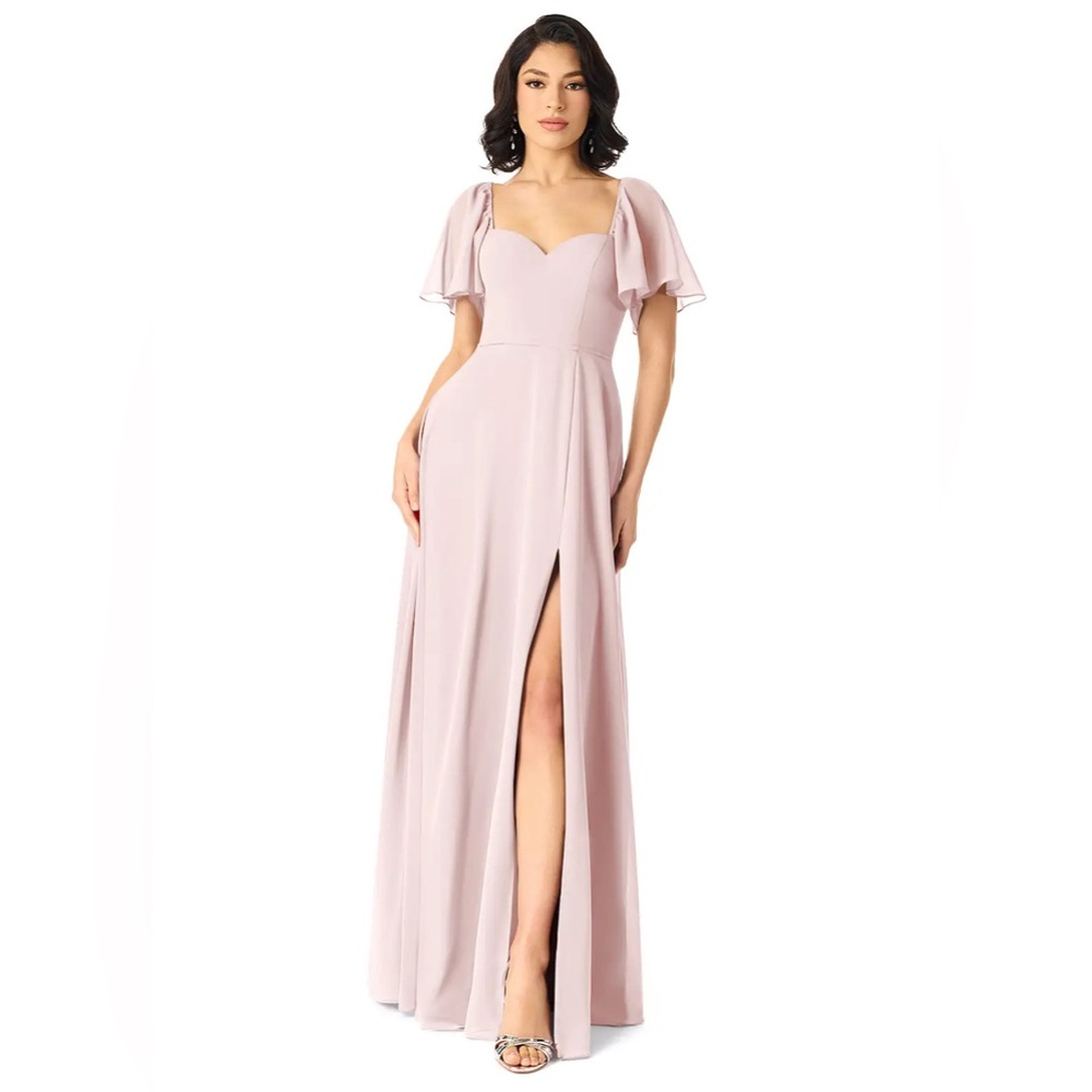 Elegant Pink Maxi Dress with Slit - Chloe